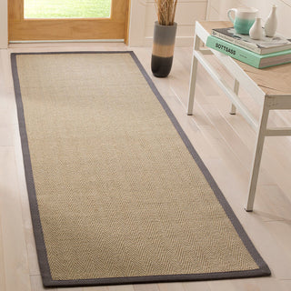 Safavieh Natural Fiber Nf134A Bordered Rug, Natural/Gray, 6'0"x6'0" Round