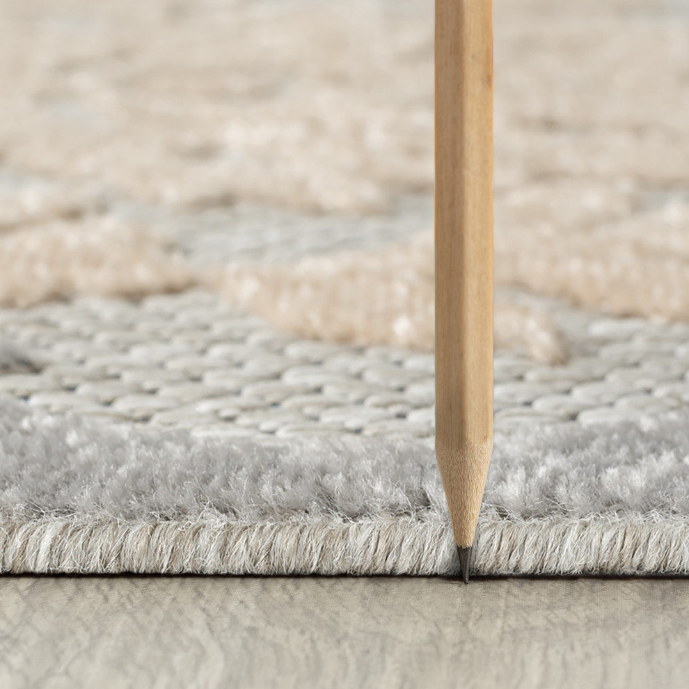 Omalley Modern Floral Area Rug, Beige & Gray, 8'10" X 12'2"