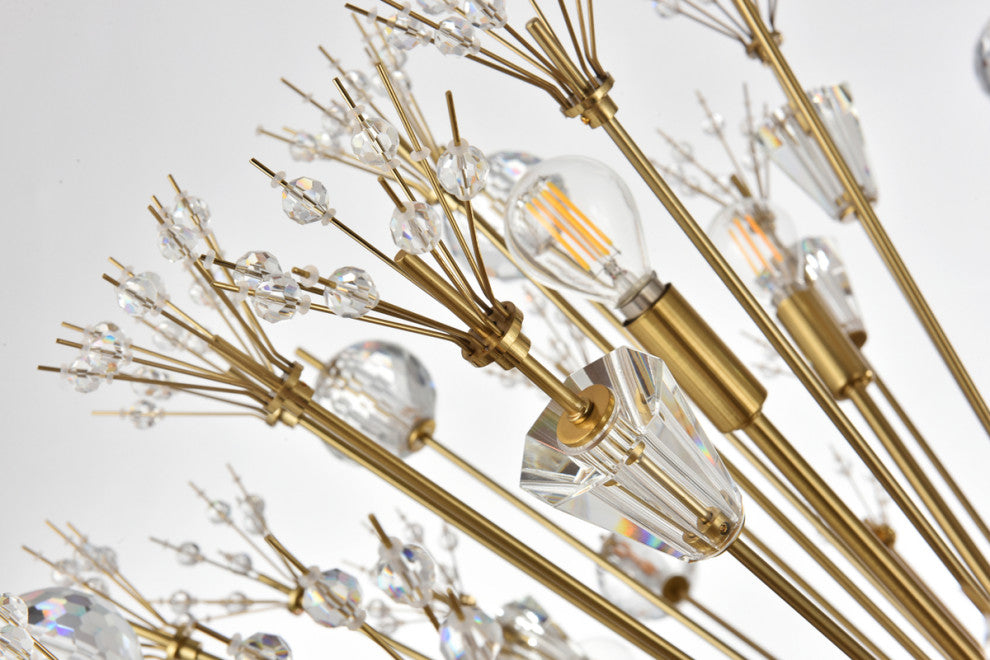 Victor 48" Crystal Starburst Oval Pendant, Gold