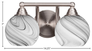 Paramount 2-Light Bath Bar, Brushed Nickel, 5.75" Onyx Swirl Glass