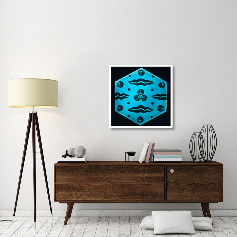 "Blue Hexagonal Tile" Print 17th Century Syrian Artisan, 32"x32"