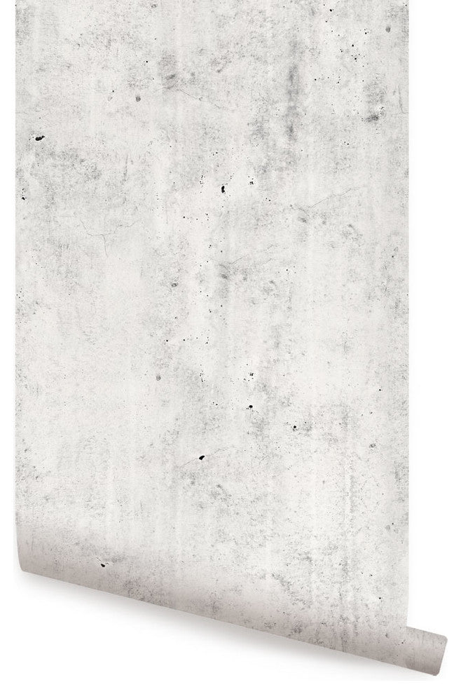 Cement Concrete Peel and Stick Vinyl Wallpaper , Light Gray, 24"w X 108"h