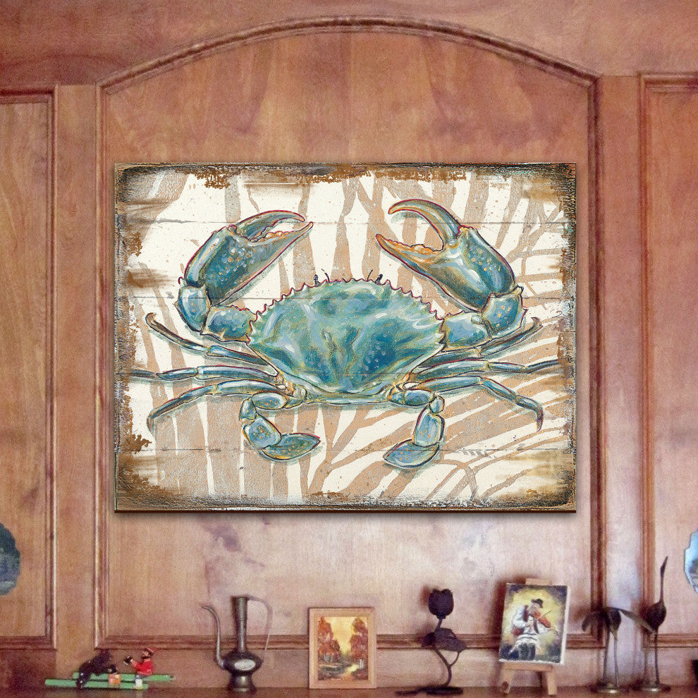 Scenic Crab Wooden Block, 12 X 9