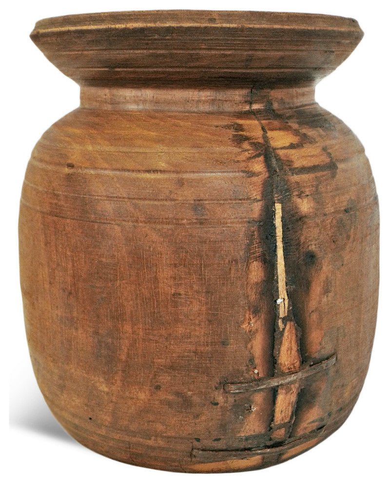 Consigned Old India Wood Pot 23