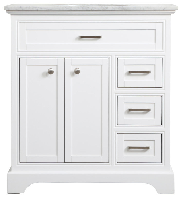 Amber Single Bathroom Vanity, Blue, White, 32"