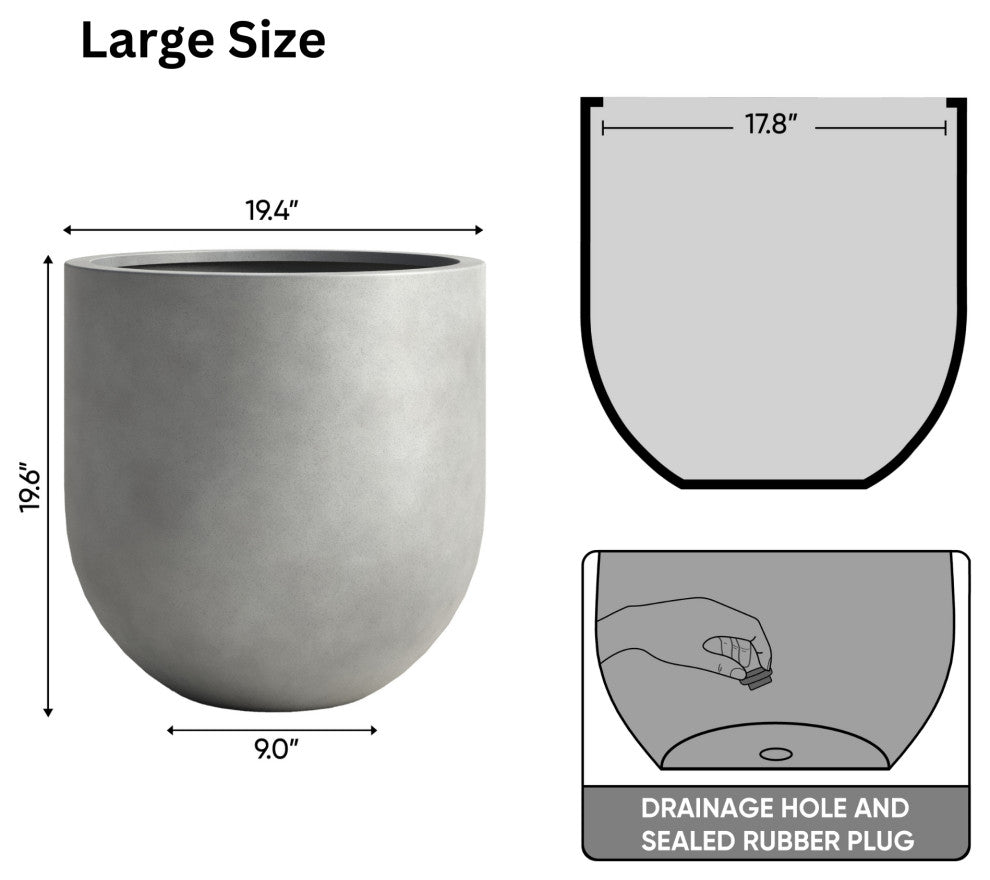 DTY Signature Mount Antero 1-piece Fiberstone Bullet Planter, Gray, Large