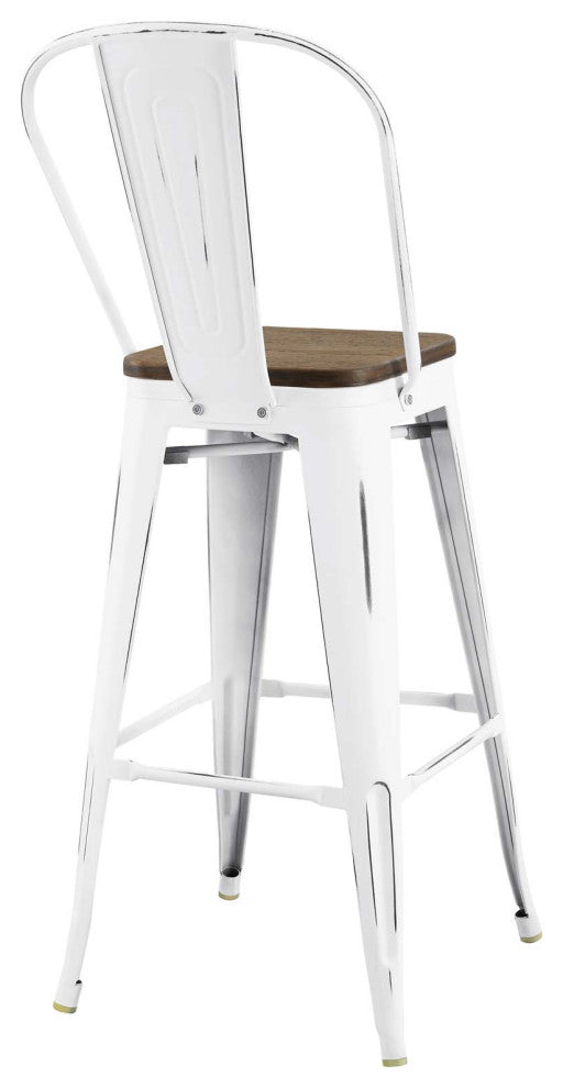 Promenade Bar Stool Metal Set of 2-White