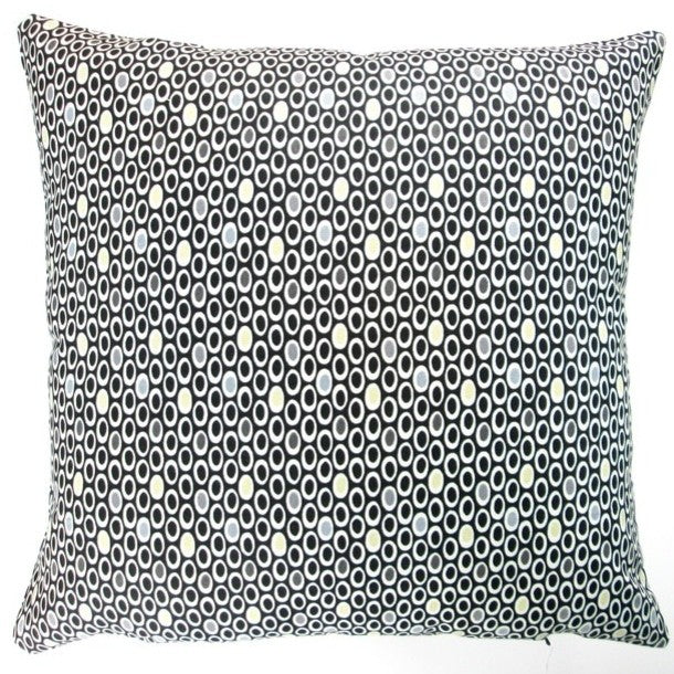 Indoor Colorful Geometric Dots in Black Accent 20"x20" Throw Pillow, With Poly