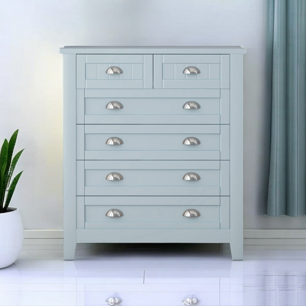 Blue-Gray Cabinet Dresser With 6 Drawers-A