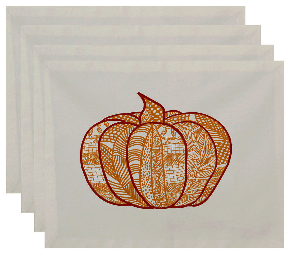 Pumpkin Patch Geometric Print Placemat, Set of 4, Gold