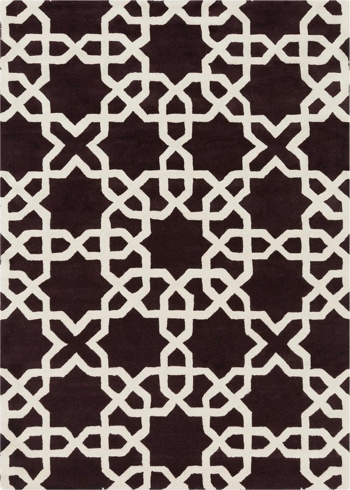 Davin Contemporary Area Rug, Brown and White, 5'x7'