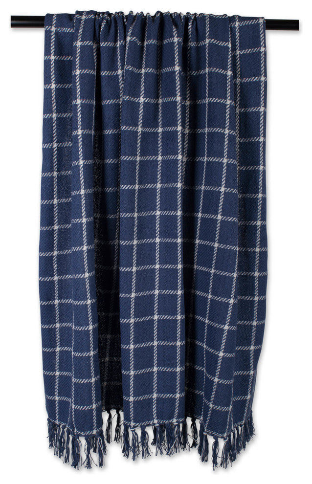 French Blue Checked Plaid Throw