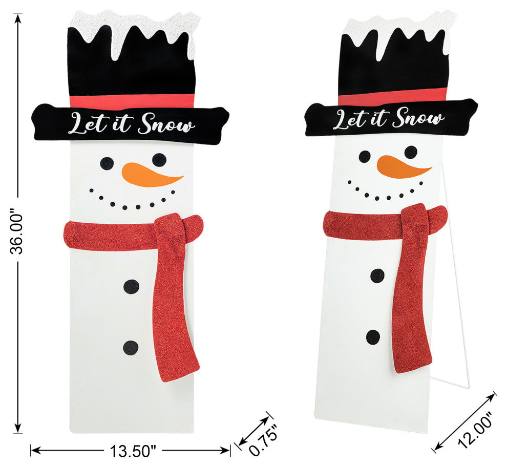 36"H Metal Glittered Snowman Porch Decor