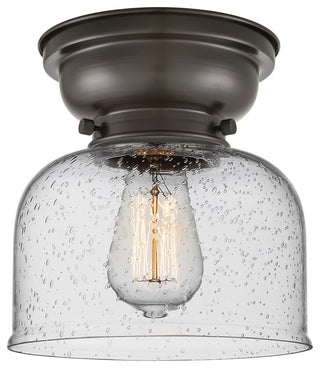 Large Bell 1-Light Flush Mount, Oil Rubbed Bronze, Seedy