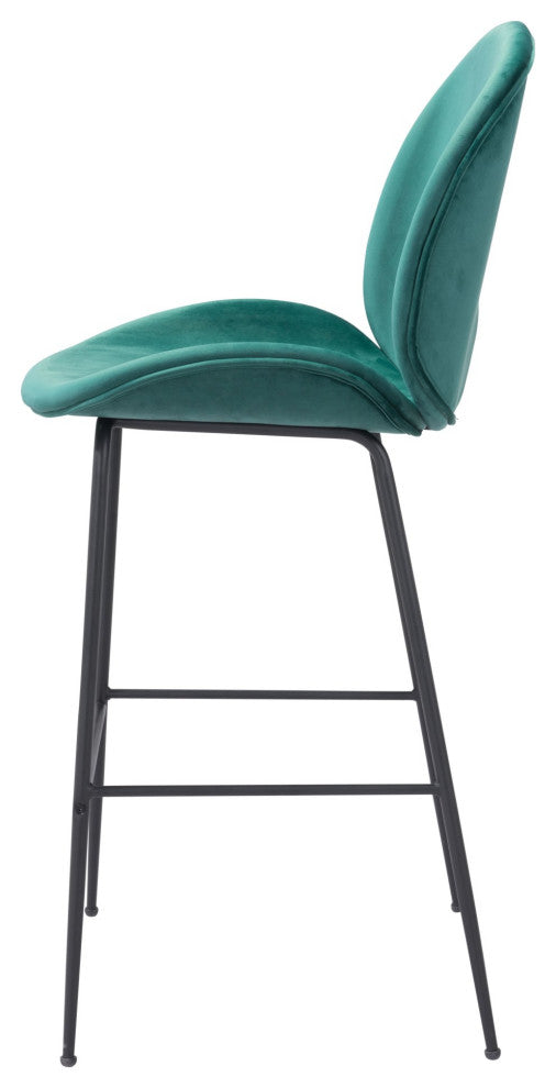 Bar Stool Chair Barstool, Steel Metal, Fabric, Green, Black, Cafe Bistro