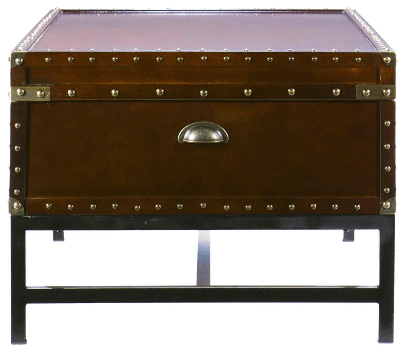 42" Brown Manufactured Wood And Metal Rectangular Coffee Table