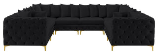 Tremblay Velvet Upholstered 8-Piece Modular U-Shaped Sectional, Black