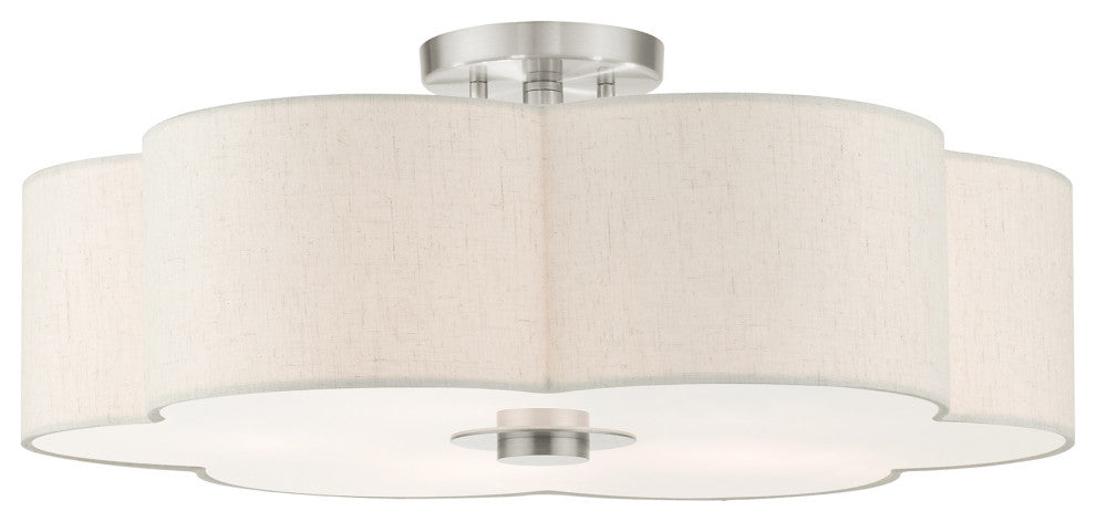 Brushed Nickel French Country, Floral, Transitional, Semi Flush