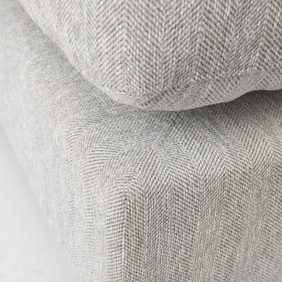 Light Gray Fabric Covered Half Ottoman