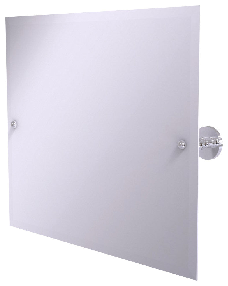 Frameless Landscape Beveled Edge Tilt Mirror, Polished Chrome