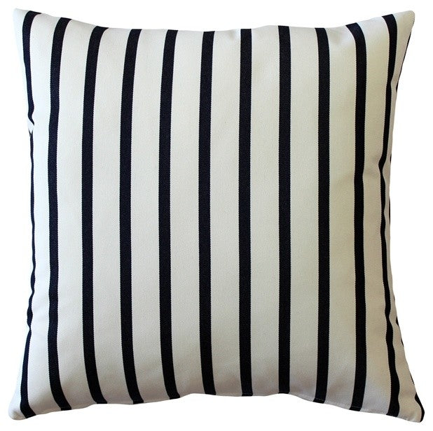 Pillow Decor, Sunbrella Lido Indigo Stripes Outdoor Pillow, 20"x20"