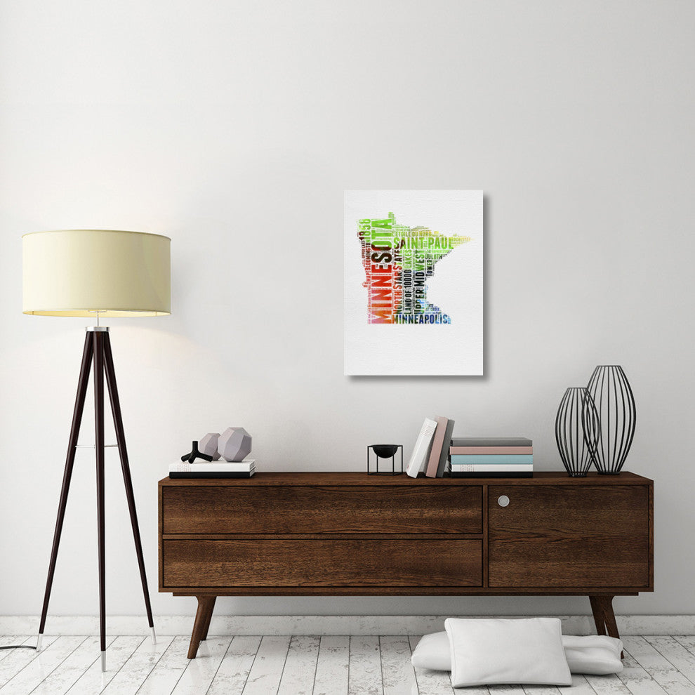 "Minnesota Watercolor Word Cloud" Fine Art Print