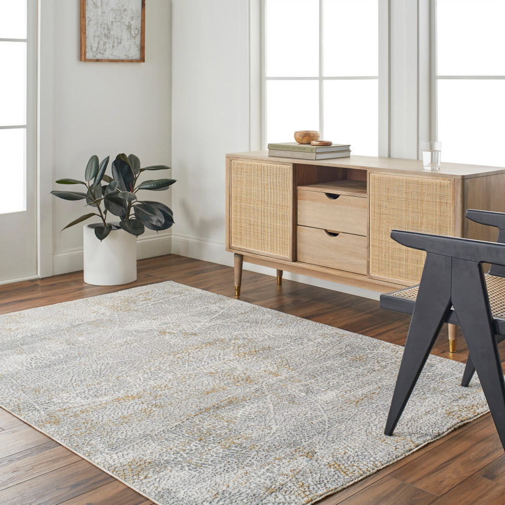 Surya Dresden DRE-2313 Machine Woven Area Rug, Medium Gray, 7'10" x 10'2"
