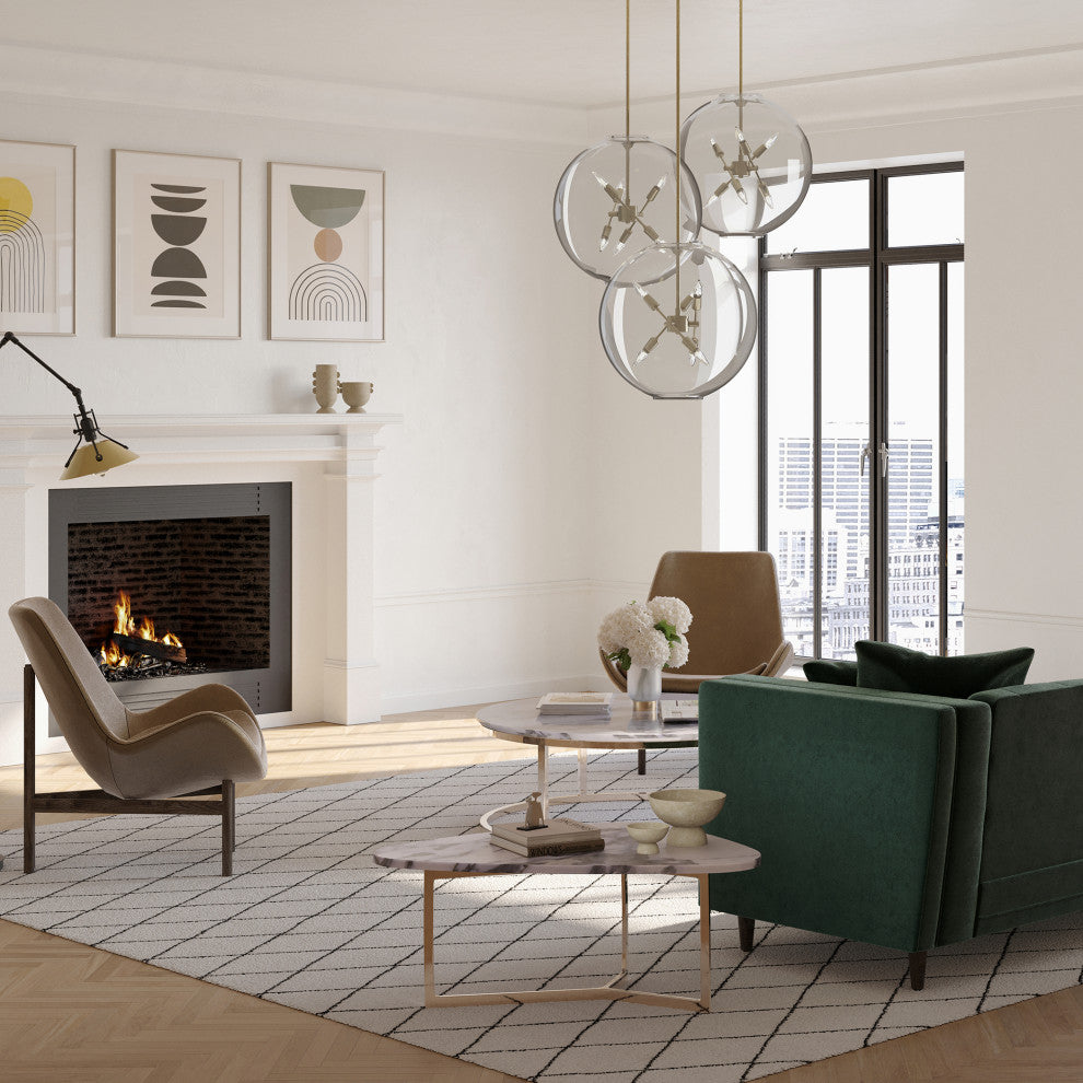 Sfera 6-Light Pendant, Modern Brass Finish, Clear Glass