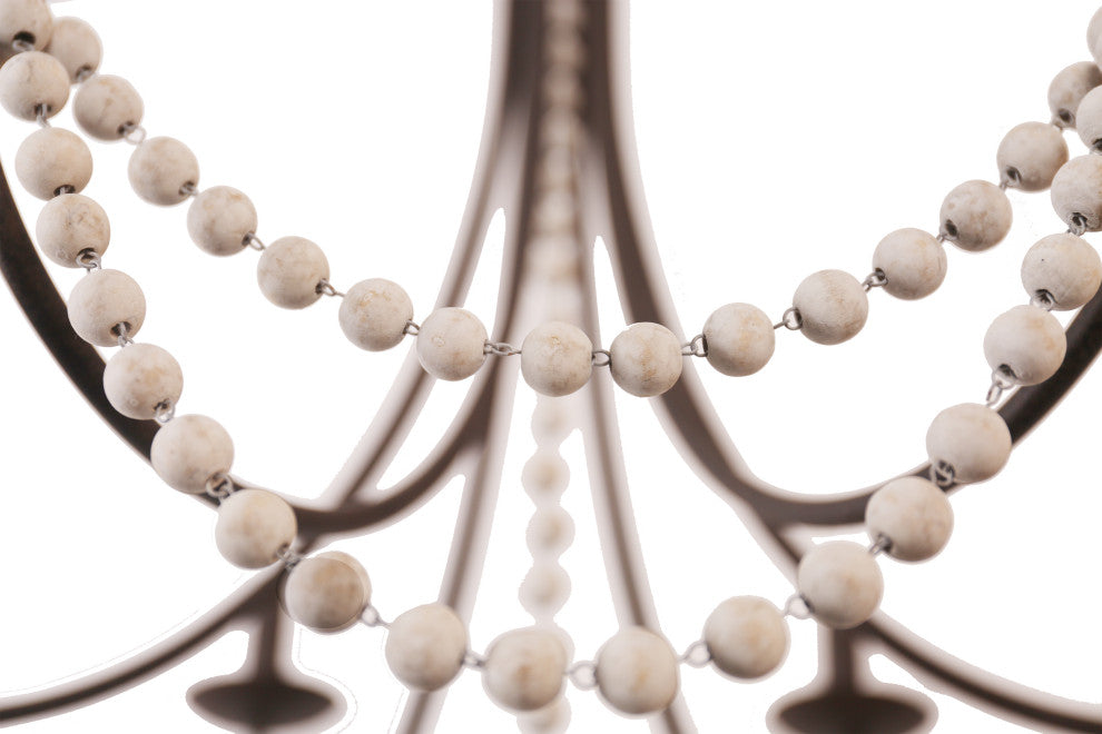 Modern Farmhouse 6-Light Wood Beaded Chandelier, Black