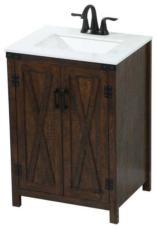 Home Living 19" Farmhouse Expresso-Light Bathroom Vanity