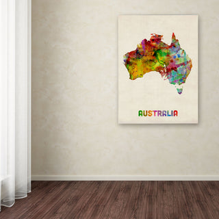 'Australia Watercolor Map' Canvas Art by Michael Tompsett