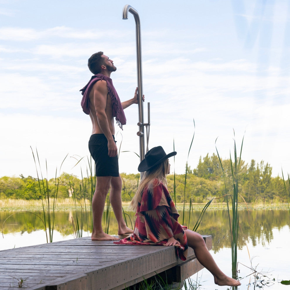 PULSAR 01 Outdoor Shower 316 Stainless Steel with Hand Shower, Brushed Stainless