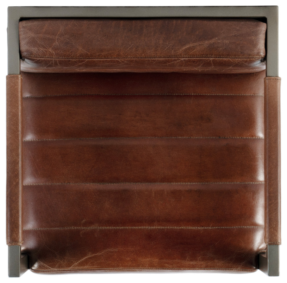 Dennis 31" Seat Height Leather, Iron Accent Stool, Low Back