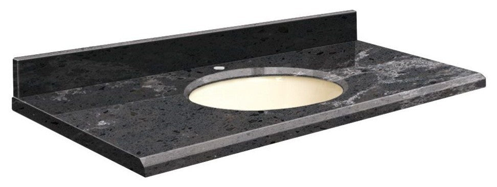 Quartz 25"x22" Vanity Top, Single Faucet Hole, Milky Way, Biscuit Bowl