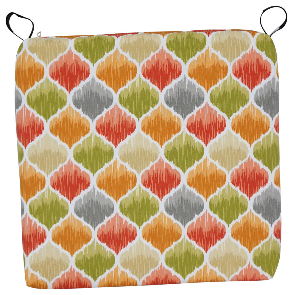 20"X19" Patterned Outdoor Chair Cushions, Set of 2, Denali Sunset