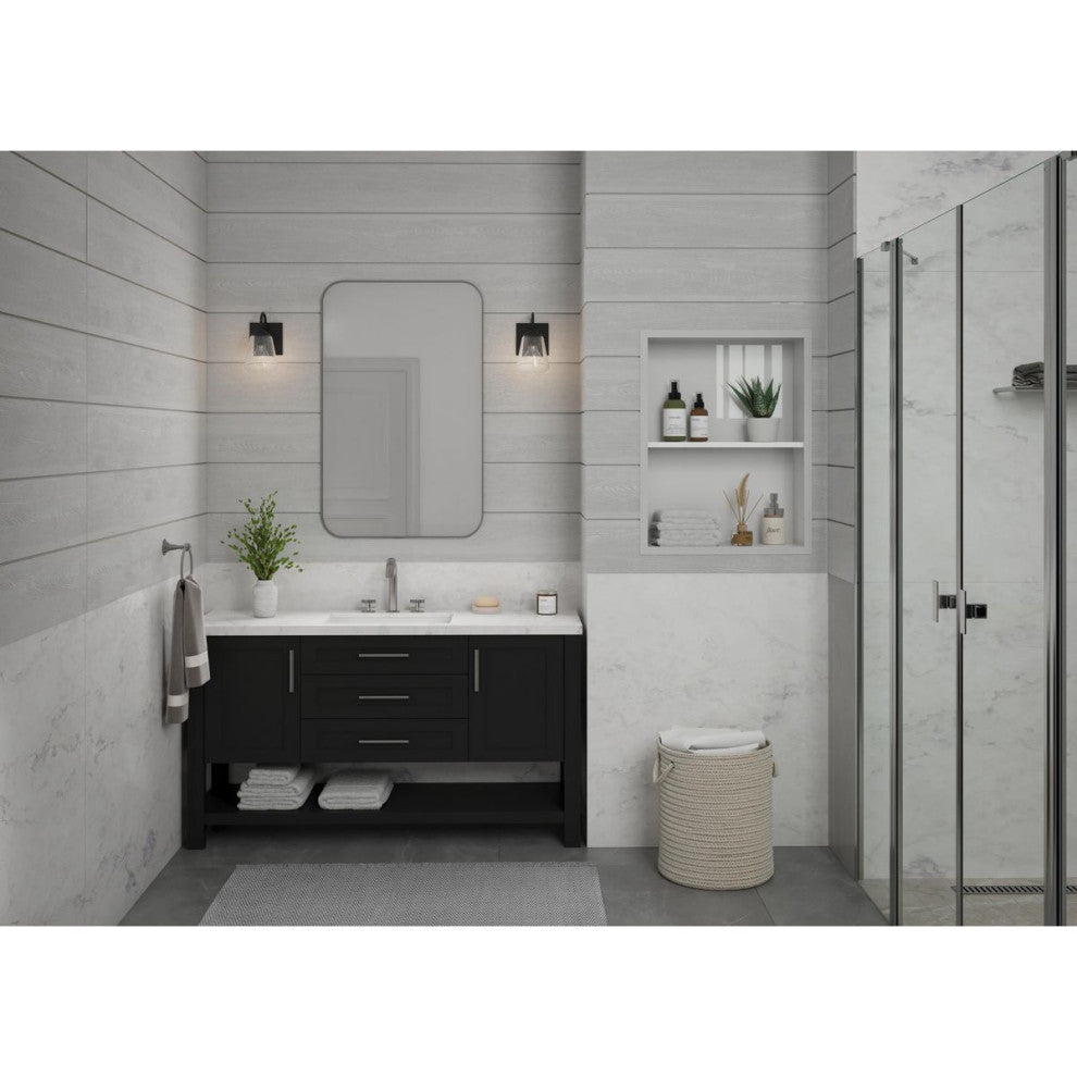 Martenne Collection 1-Light Matte Black Modern Farmhouse Vanity Light