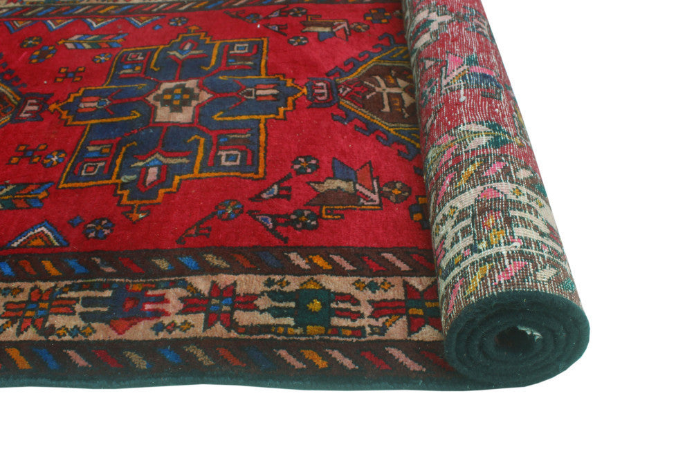 Fine Vintage Distressed Alford Red/Beige Runner, 3'5x13'2