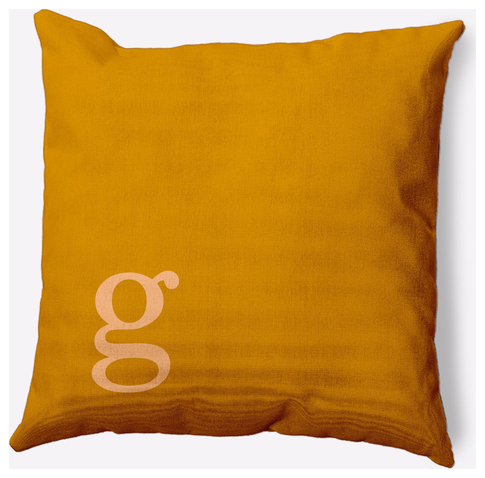 20" x 20" Modern Monogram Indoor/Outdoor Polyester Throw Pillow, Autumn Gold