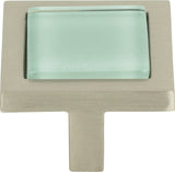 Atlas Homewares 230 Spa 1-3/8 Inch Square Cabinet Knob - Green / Brushed Nickel