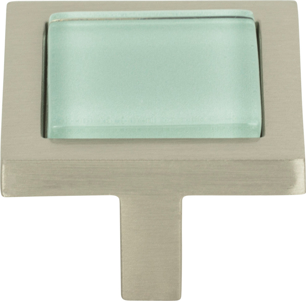 Atlas Homewares 230 Spa 1-3/8 Inch Square Cabinet Knob - Green / Brushed Nickel