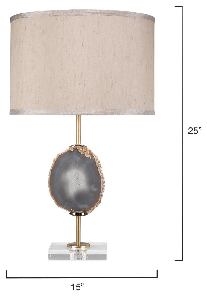 Agate Slice Table Lamp, Natural Lavender Agate and Antique Brass Metal