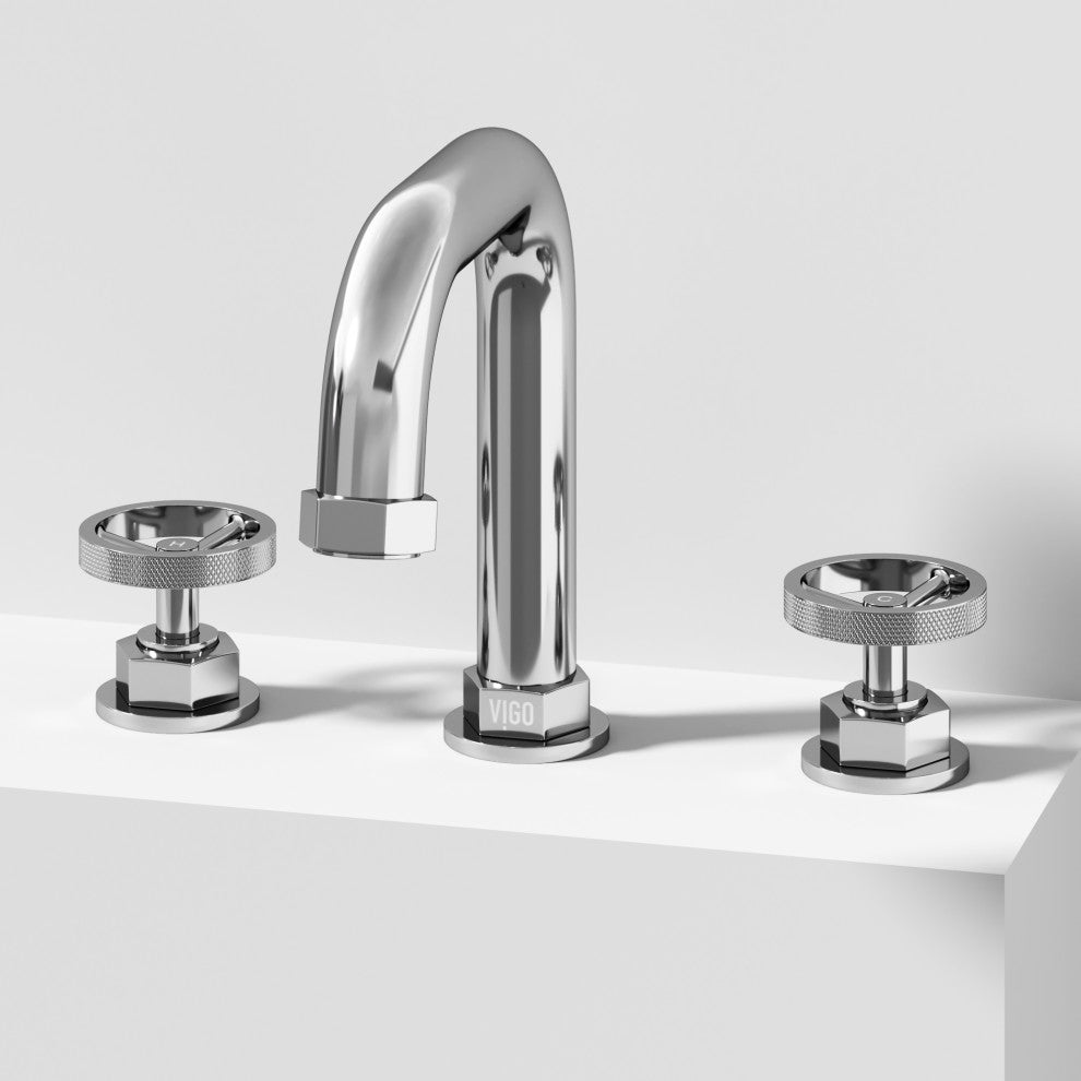 VIGO Hart 7" H 2-Handle Widespread Bathroom Faucet, Chrome