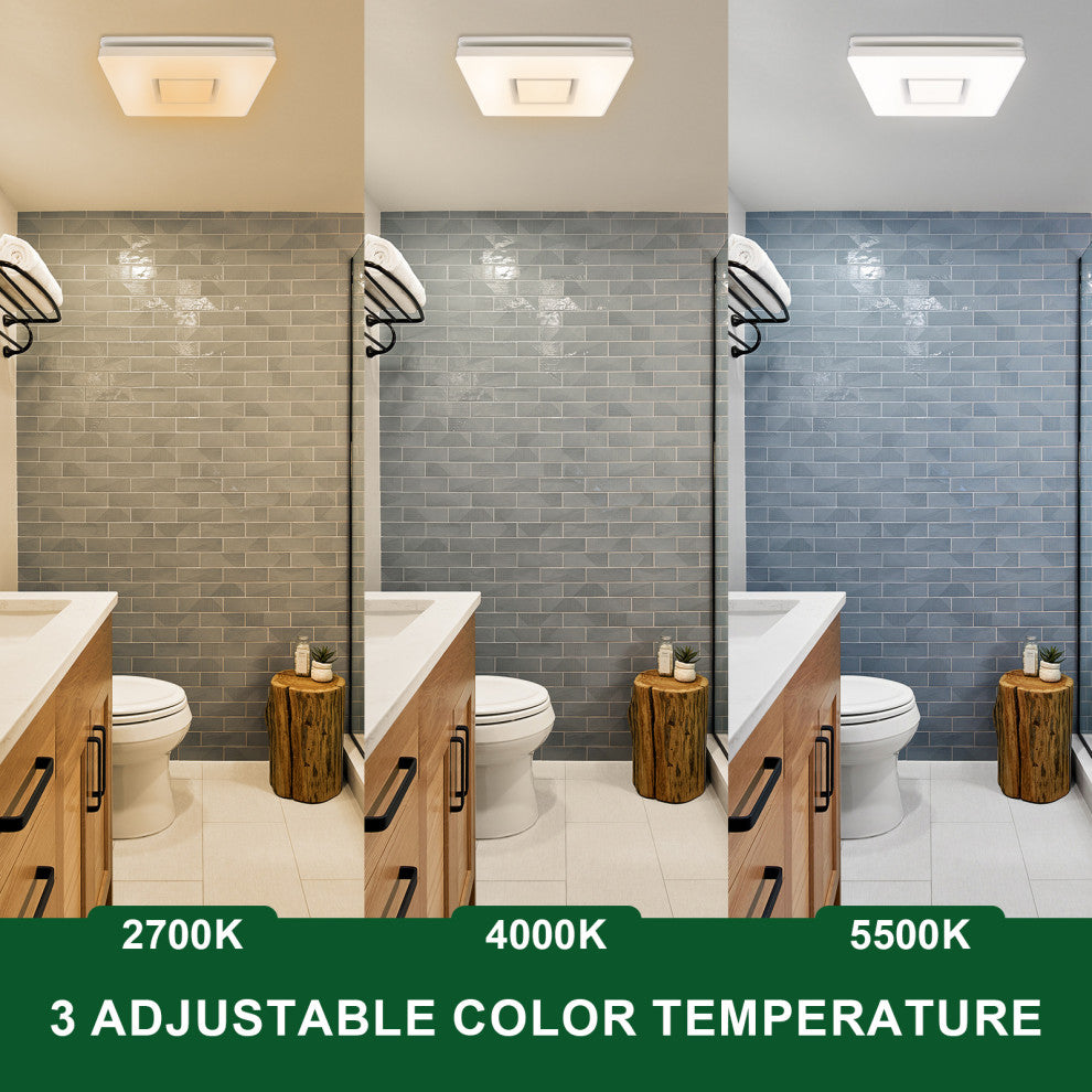 Bathroom Exhaust Fan & Light Combo 90 CFM 1.5 Sones Dimmable Light & Night Light, Matte Black