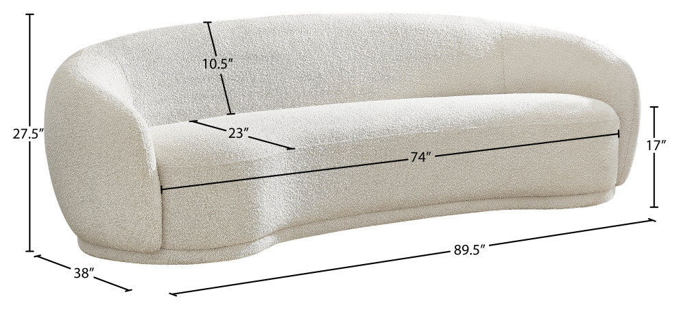 Hyde Boucle Fabric Upholstered, Cream, Sofa