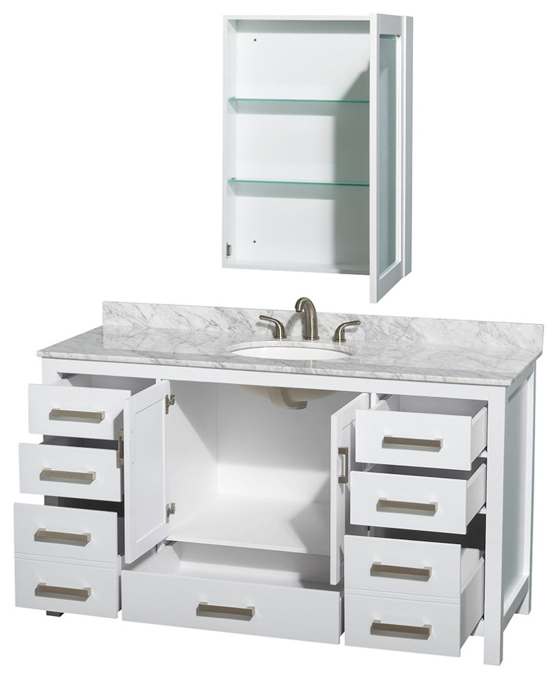 Wyndham WCS141460SWHCMUNOMED 60 Inch Single Bathroom Vanity in White
