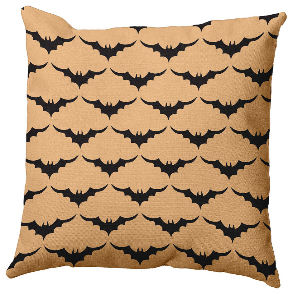 18" x 18" Bat Colony Decorative Throw Pillow, Pale Gold
