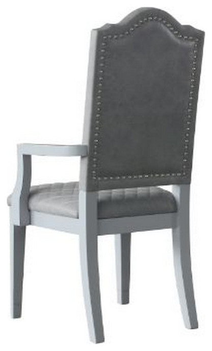 Benzara BM250685 Arm Chair With Padded Seat and Arched Top, Set of 2, Beige