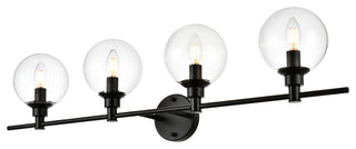 4 Light Black And Clear Bath Sconce