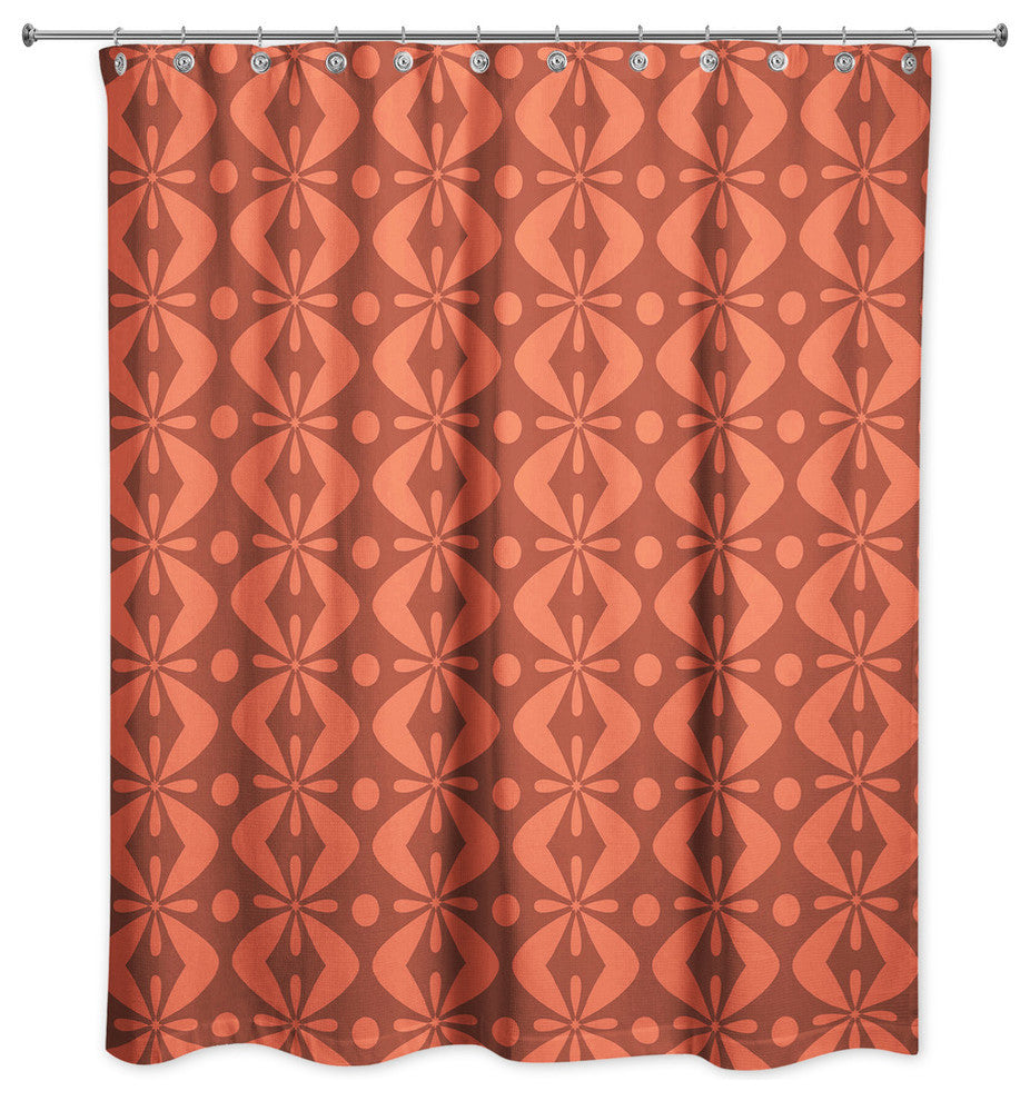 Folk Pattern in Red Shower Curtain