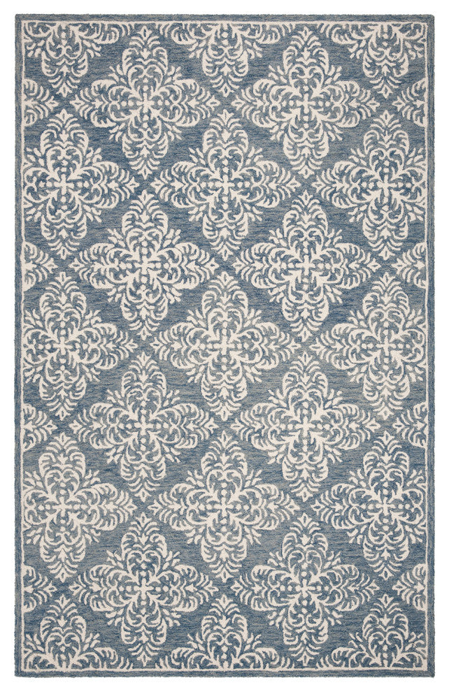 Safavieh Micro-Loop Collection MLP515 Rug, Blue/Ivory, 4' X 6'